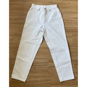 Lands End Womens 6P Petite VTG High Rise White Denim Jeans 100% Cotton USA Mom